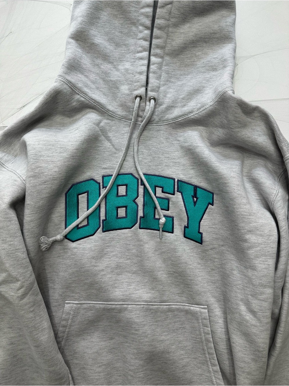 Obey Propaganda Big O Stitch Pullover Grey Sz Large Sweatshirt